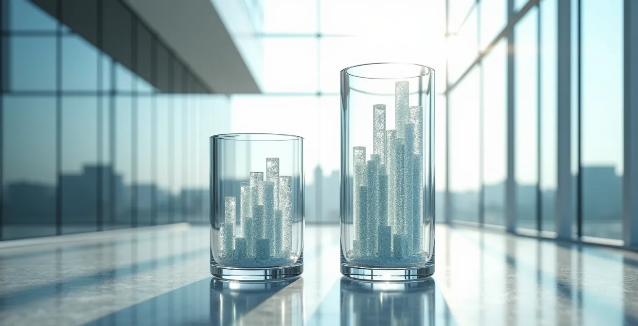 Visualisierung des Kosten-Zinseszinseffekts über 20 Jahre