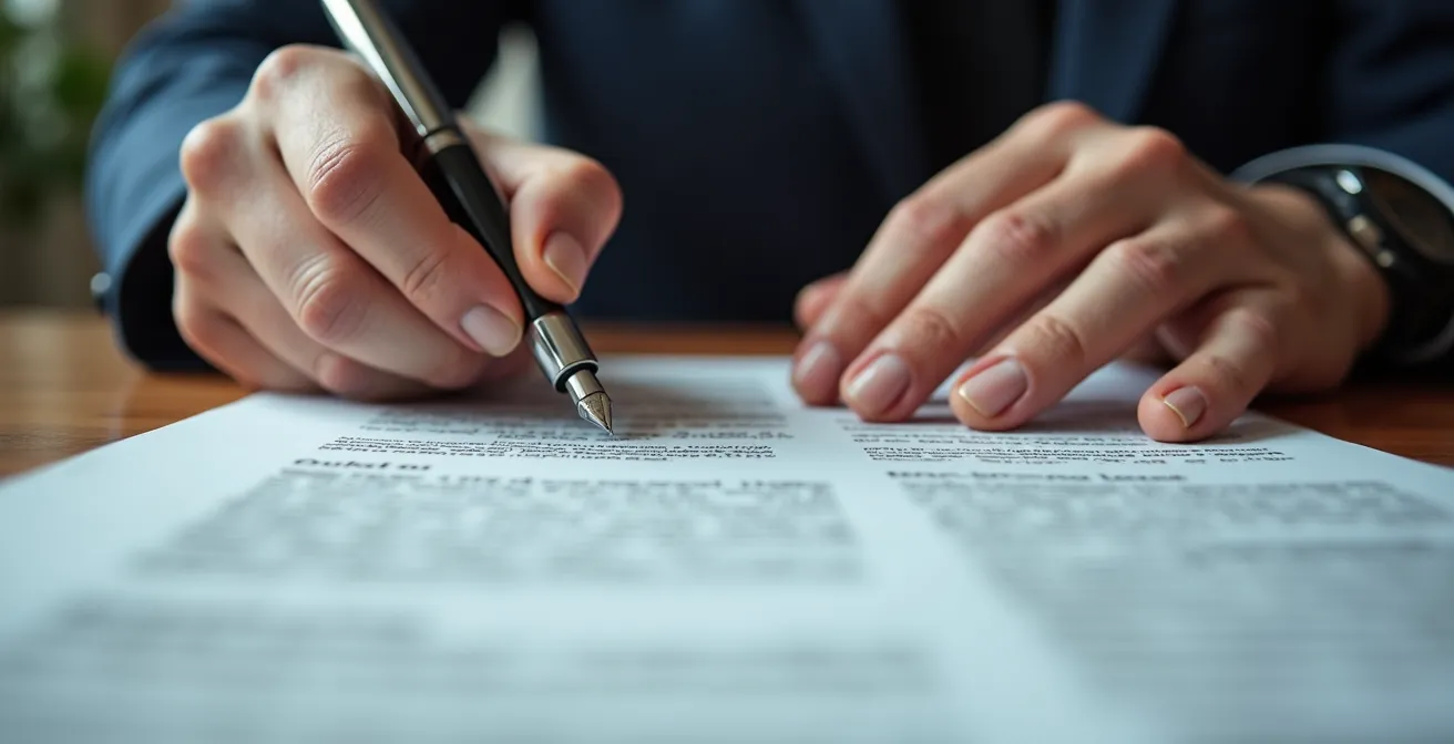 Geschäftsführer prüft D&O-Versicherungsunterlagen im Büro