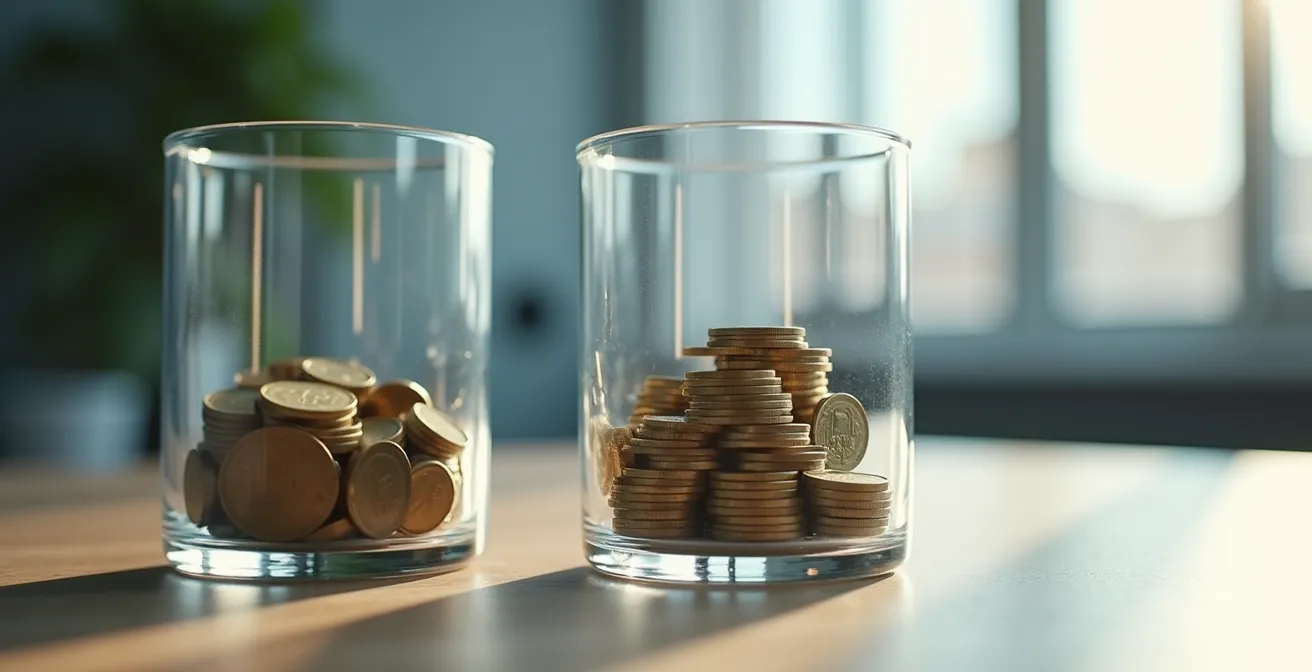 Visueller Vergleich der Kostenauswirkungen verschiedener TER-Sätze über Zeit