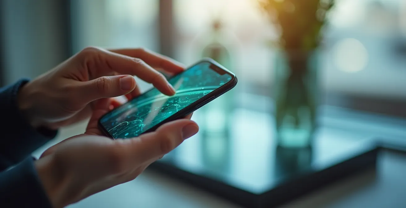 Smartphone-Hand zeigt Broker-App mit Limit-Order Einstellung