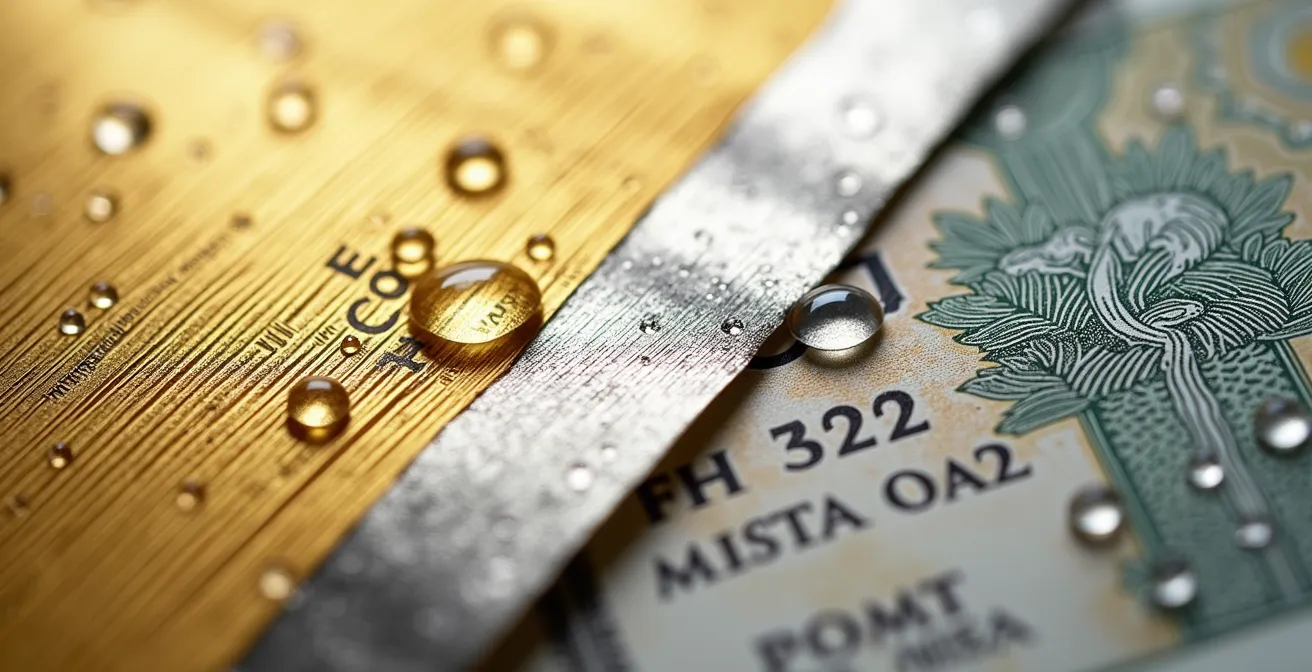 Makroaufnahme von Edelmetall- und Währungstexturen als sichere Häfen