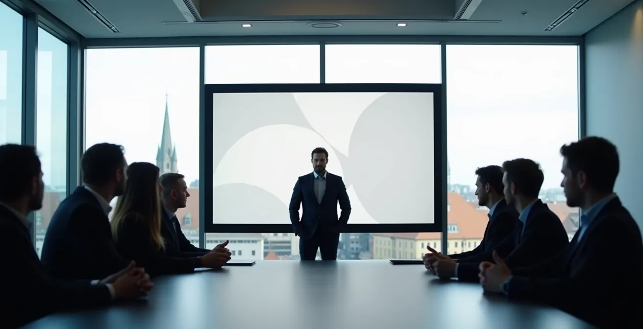 Gründer präsentiert Pitch-Deck vor Business Angels in München