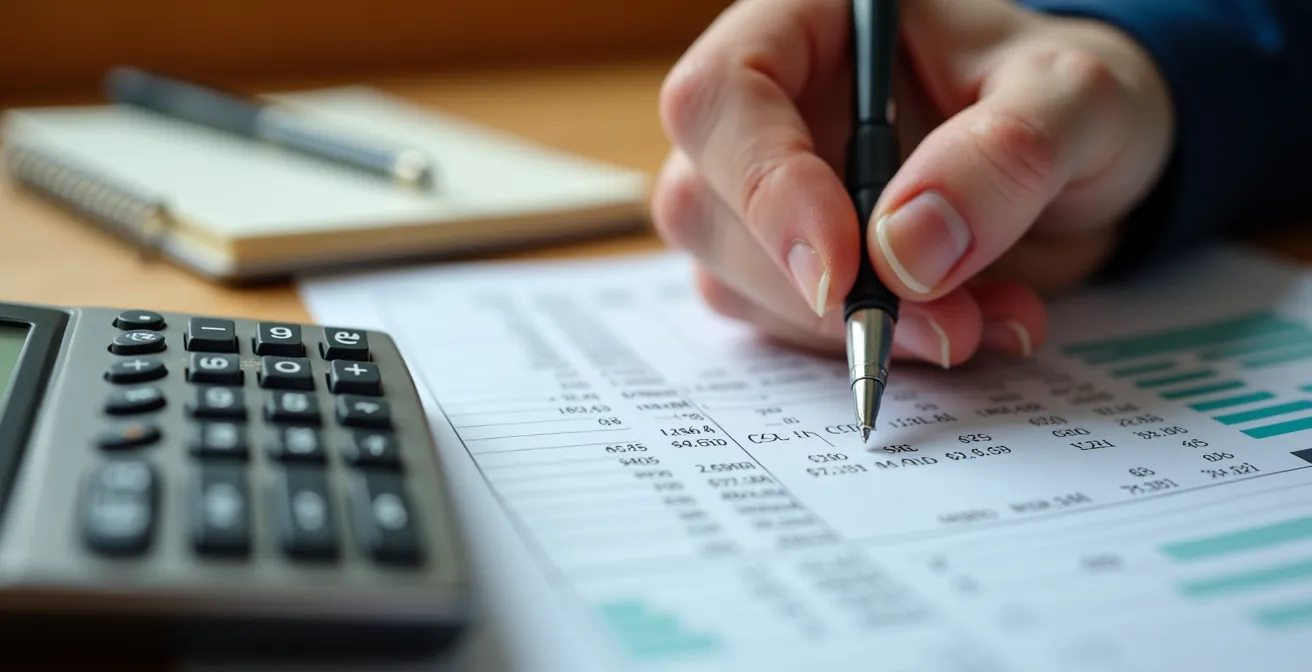 Detailaufnahme von Finanzberechnungen und Haushaltsbudget